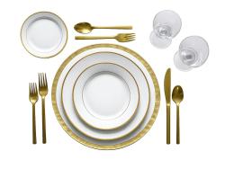 China<br />White with Gold Rim Collection