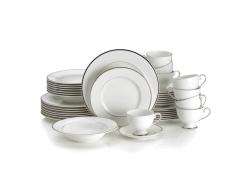 China<br />White with Silver Rim Collection